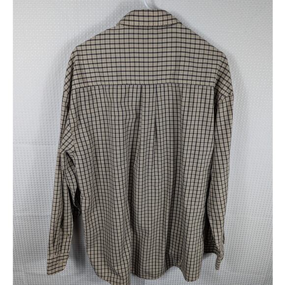 Duck Head L Shirt Mens Wrinkle Free Plaid Button Down Long Sleeve Brown Navy - Picture 3 of 3